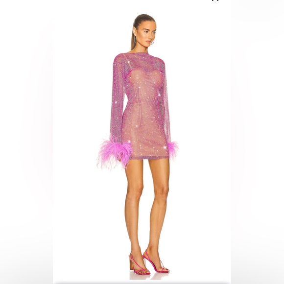 Santa Brands Feathers Mini Dress in Pink - Picture 2 of 15
